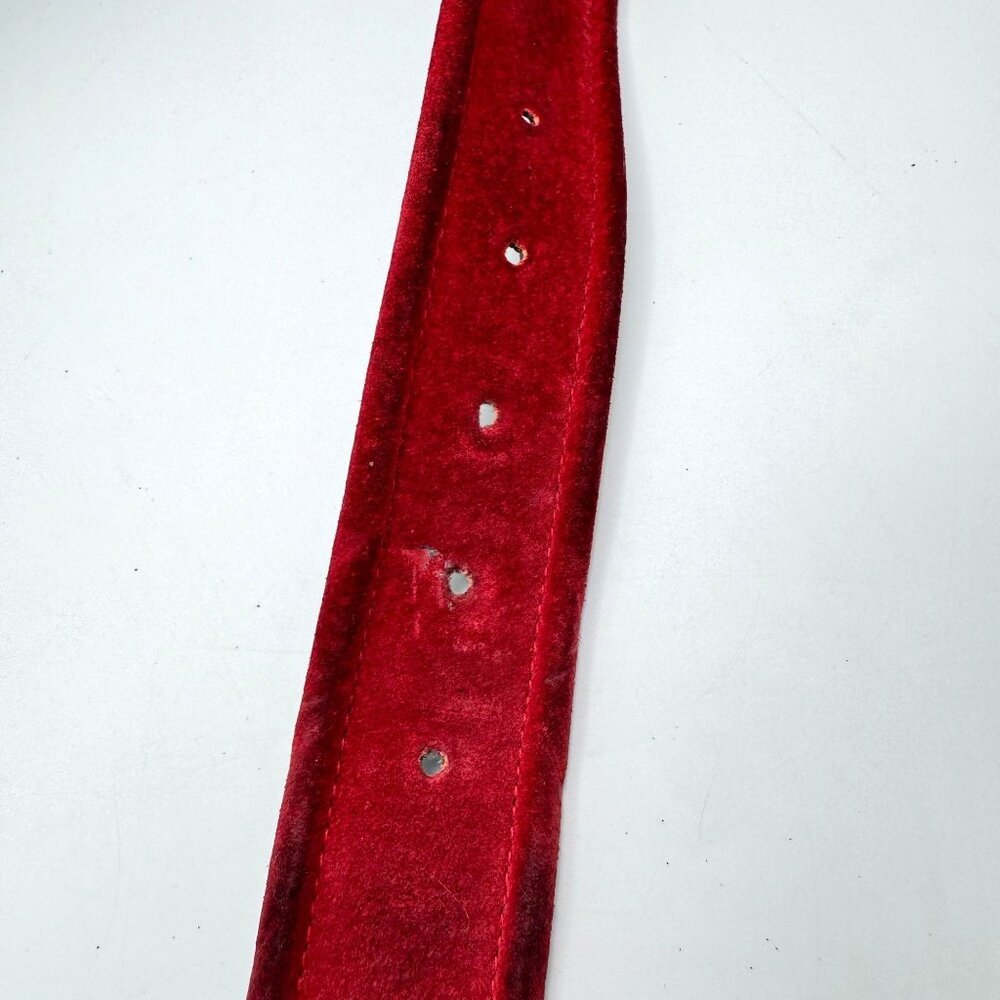 Vintage Carlistle Red Suede Belt Gold-Toned Buckle - Picture 8 of 10